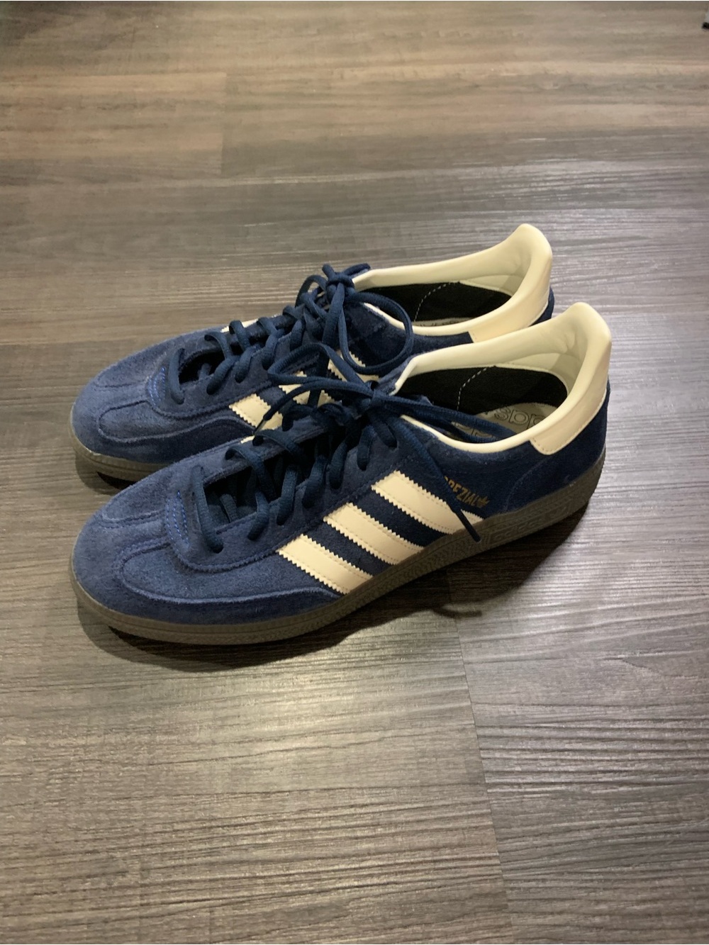 adidas Navy Suede Sneakers with White Stripes